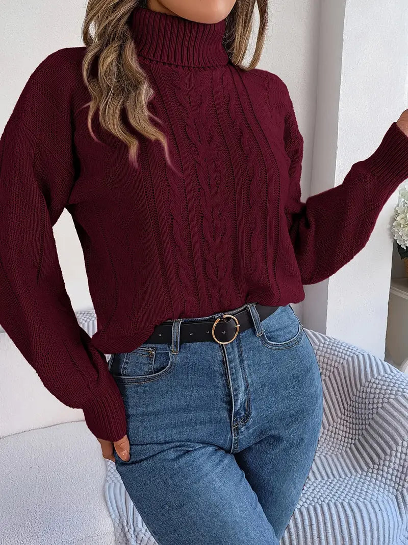 Collar Twist Knitted Pullover Sweater