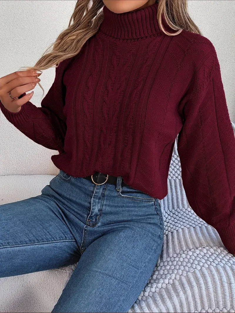 Collar Twist Knitted Pullover Sweater