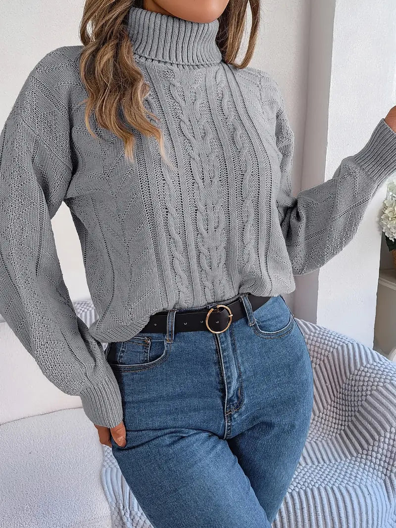 Collar Twist Knitted Pullover Sweater