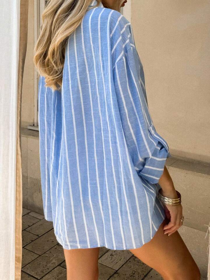 Lightweight Oversized Button Front Top for Vacation & Resort Wear