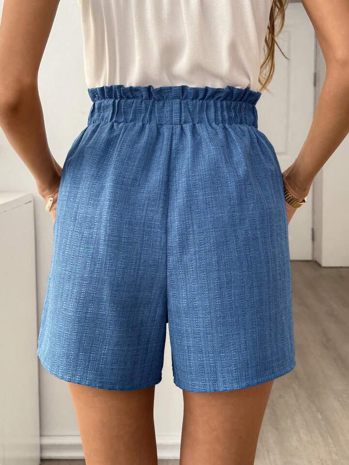 Lightweight Textured Shorts – Elastic High Waist Everyday Comfort