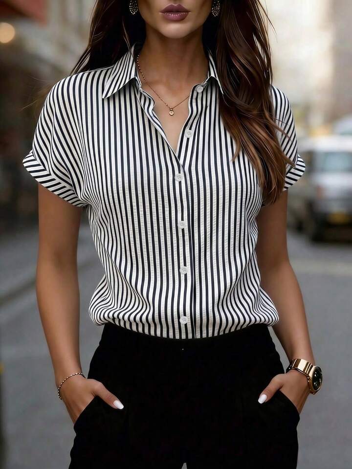 Smart Casual Stripe Blouse – Refined Everyday Fashion