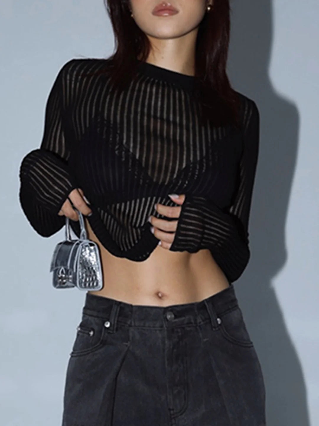 Round Neck Thin Breathable Knitted Wool Top - LA FEMME WANDERER