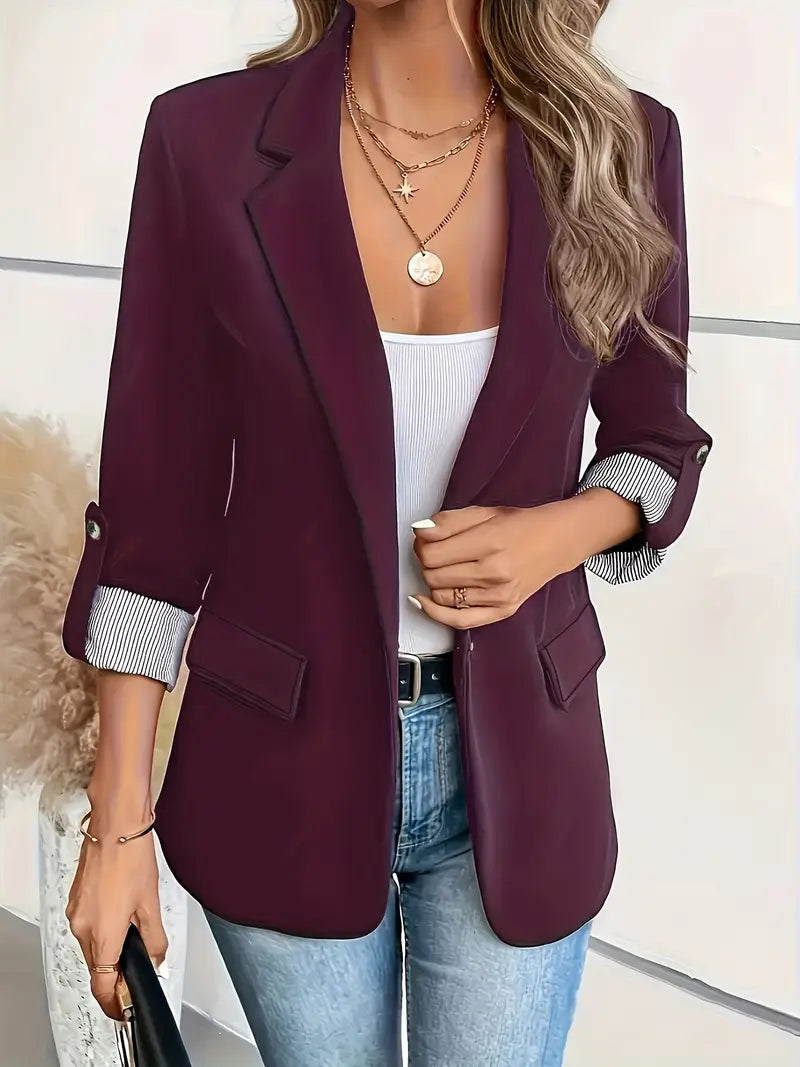 Solid Color All-matching Long Sleeve Blazer