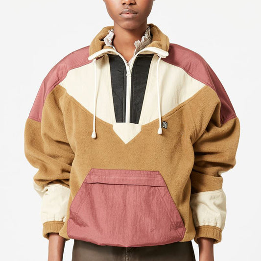 Half Zipper Contrast Color Sweatshirt