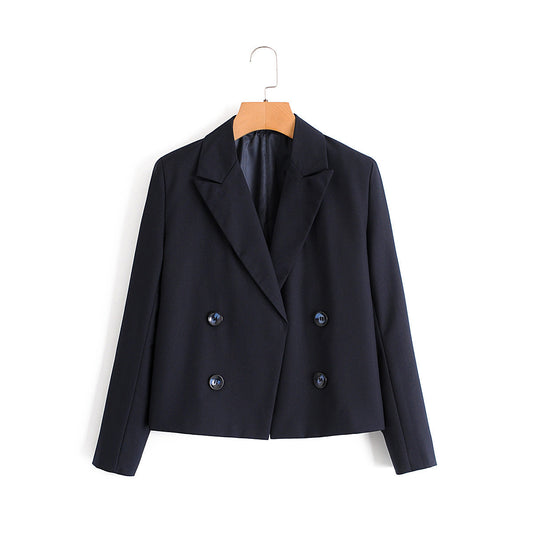 Navy Blue Double-breasted Blazer