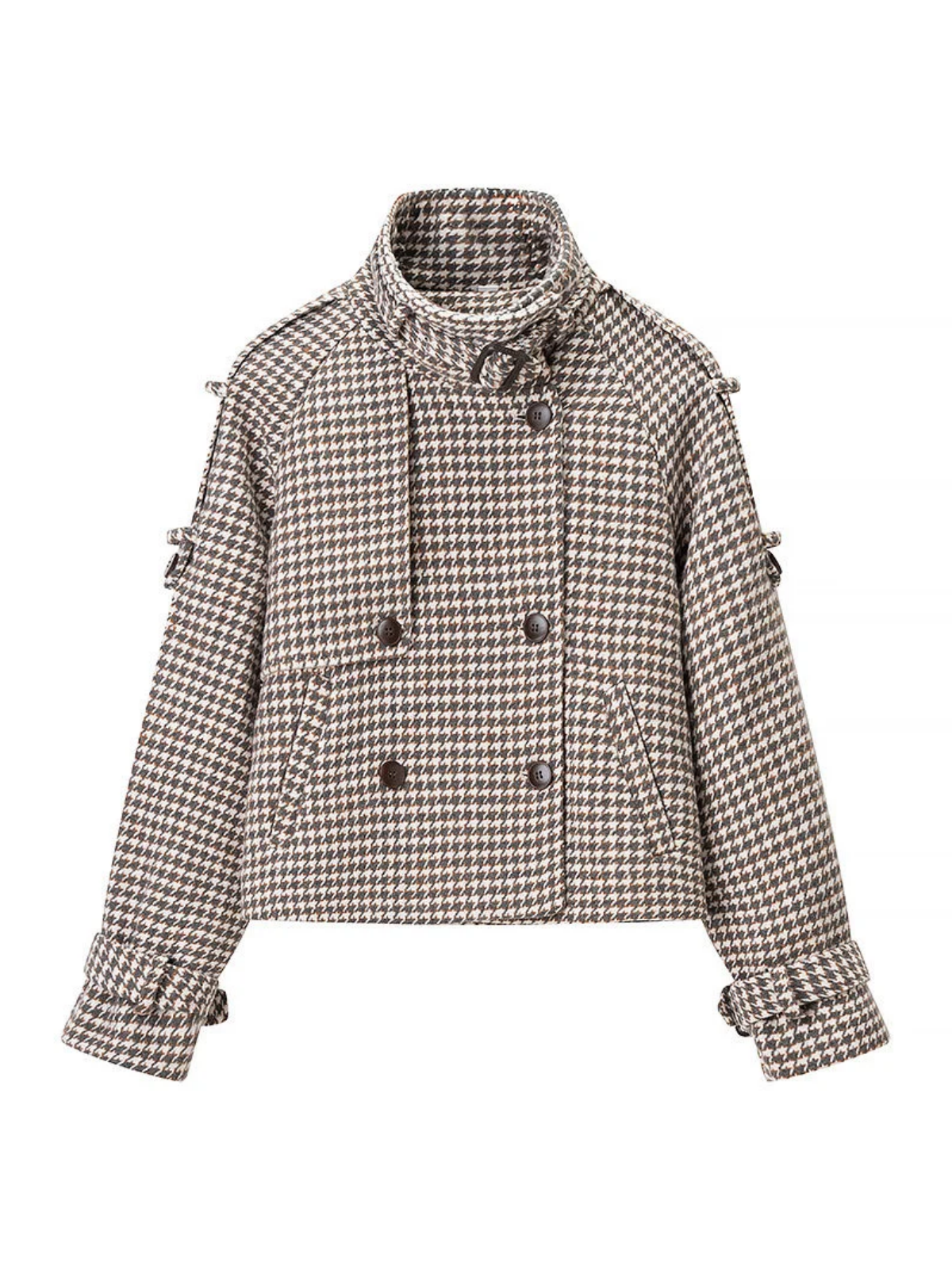 Vivienne Houndstooth Cropped Trench Jacket