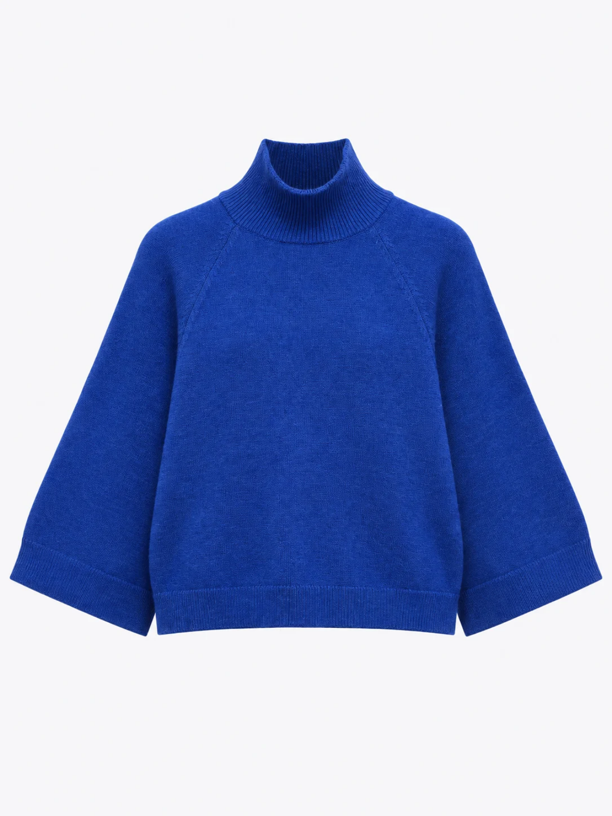 Cobalt Blue Funnel Neck Wide Sleeve Sweater