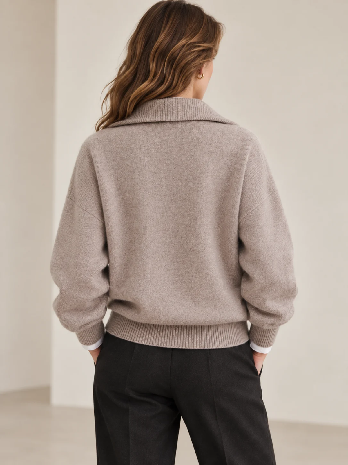 Cashmere Blend Half-Zip Collar Sweater