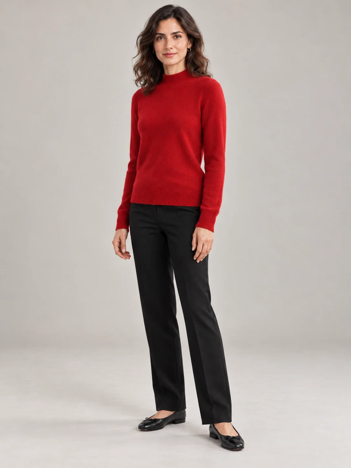 Women’s Wool Mock Neck Long Sleeve Sweater