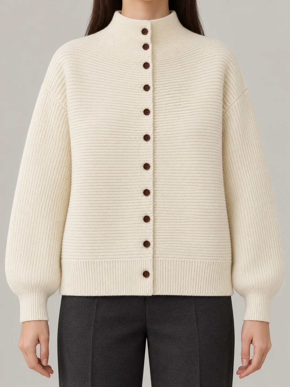 Colette High-Neck Knit Cardigan
