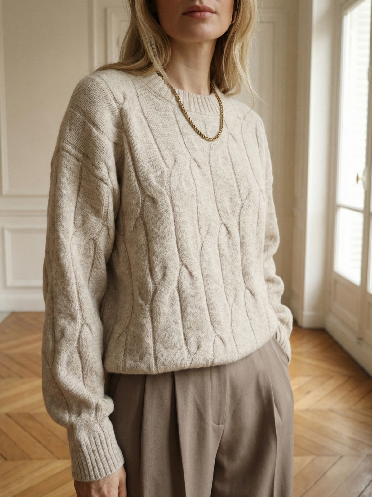 Cozy Cable Crew Knit Pullover