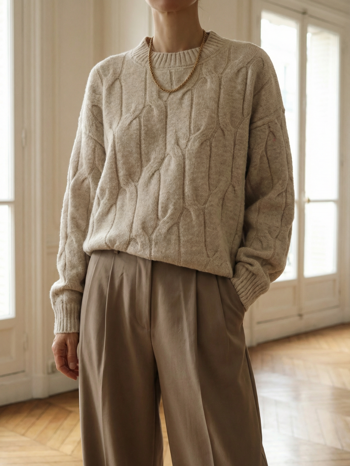 Cozy Cable Crew Knit Pullover