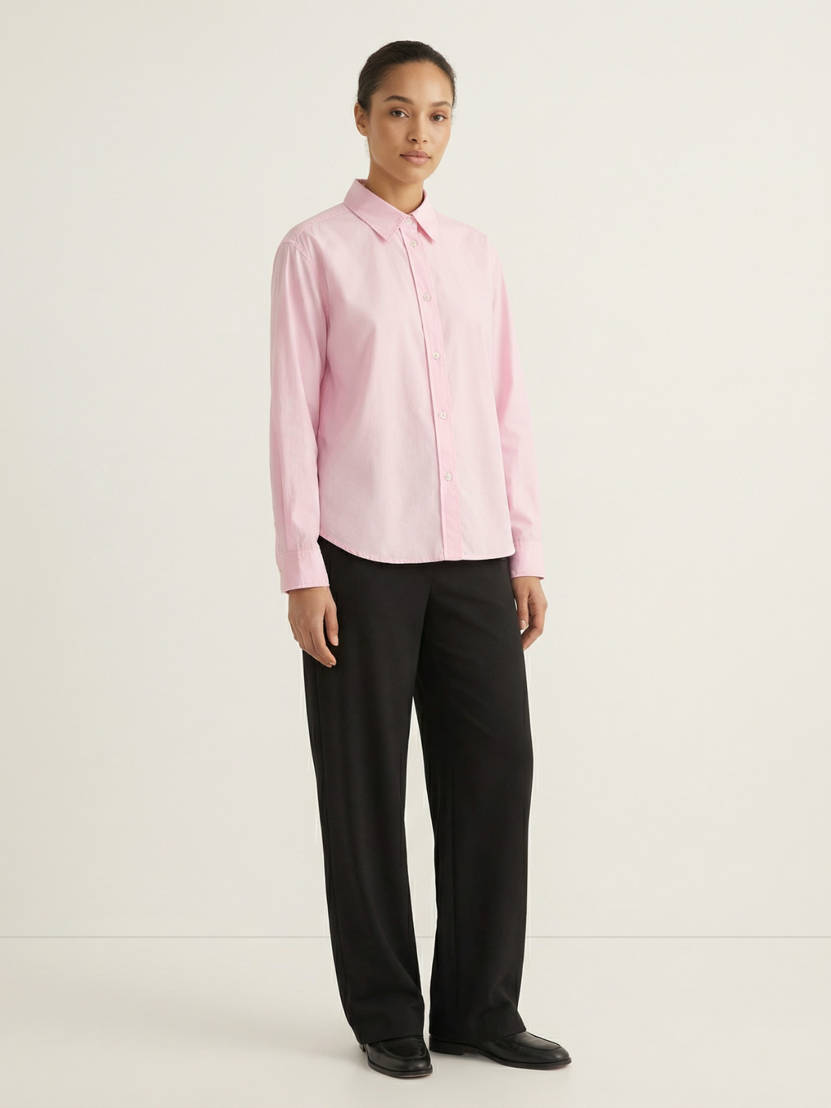 Pink Lapel Collar Women Shirt Long Sleeve Casual Blouse For Spring And Everyday Wear