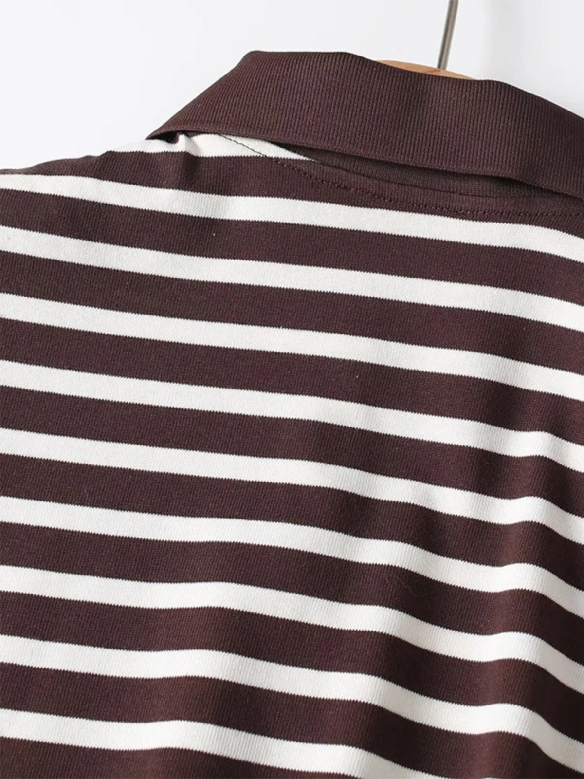 Striped Knit Lapel Collar Sweater