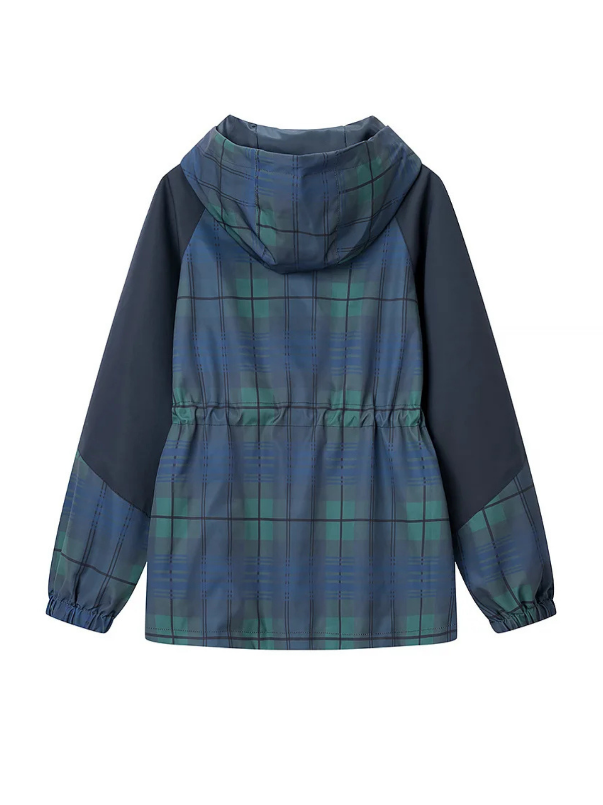 Plaid Hooded Standup Drawstring Windbreaker Jacket